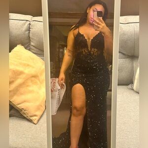Black sequin prom dress